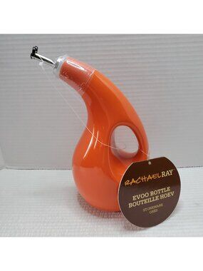 Rachael Rae EVOO Bottle New Stoneware Olive Oil 24oz Orange 2013 Glazed 9.5"